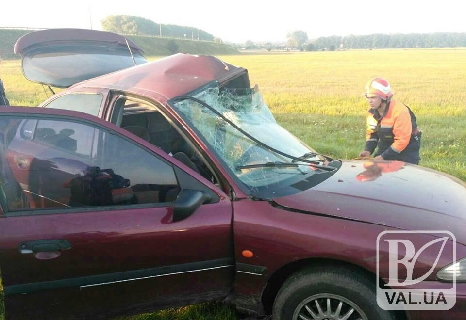 На Чернігівщині п’яного водія, котрий влетів у стовп, ледь дістали з авто. ФОТО 