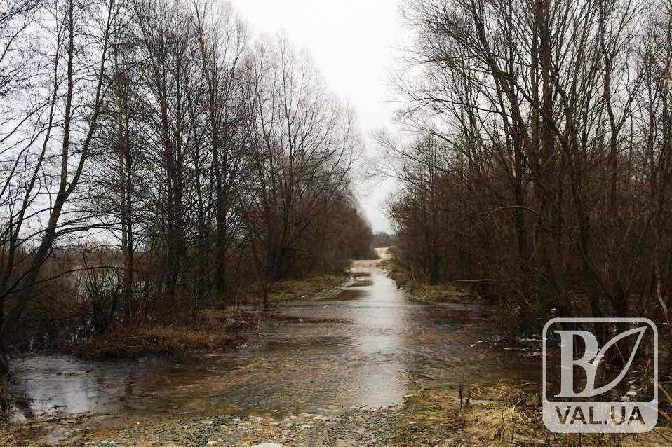 Річка Снов, розлившись, перекрила єдиний шлях між селами Чернігівщини. ФОТО