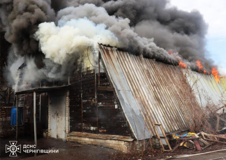 25 вогнеборців ліквідовували пожежу ангара у Чернігові на Любецькій. ФОТО