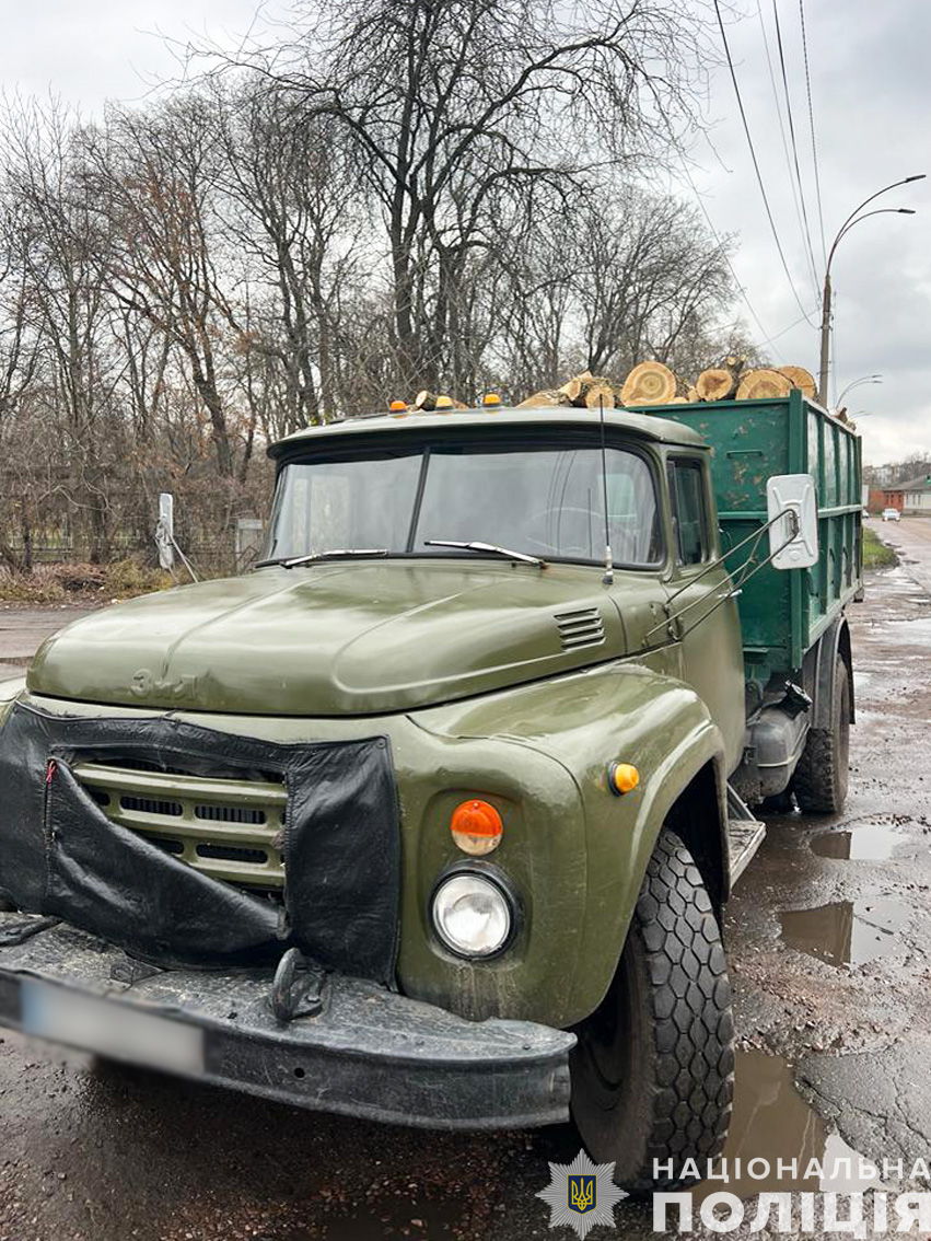 Вивезли 83 кубометри лісу: на Прилуччині поліцейські затримали чотири вантажівки з незаконно добутою деревиною