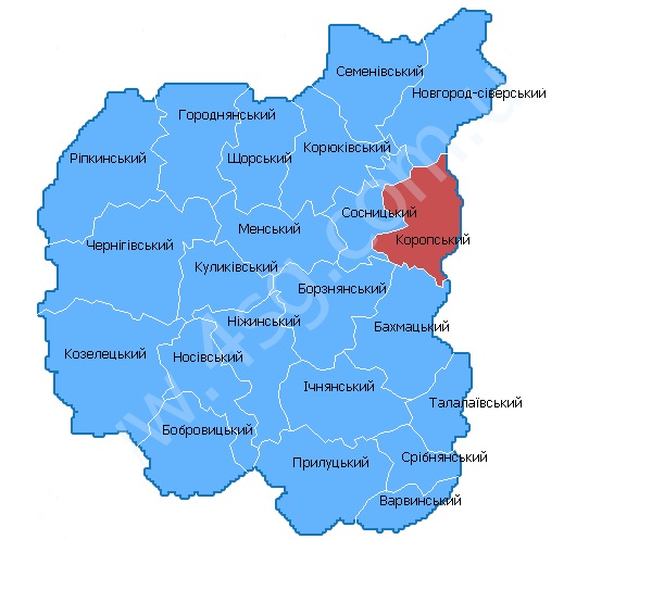 Карта черниговской области украина с селами и городами на русском языке