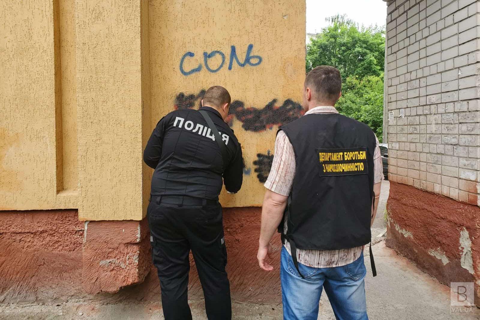У Чернігові активісти разом із поліцейськими зафарбували понад 70 наркореклам. ФОТО