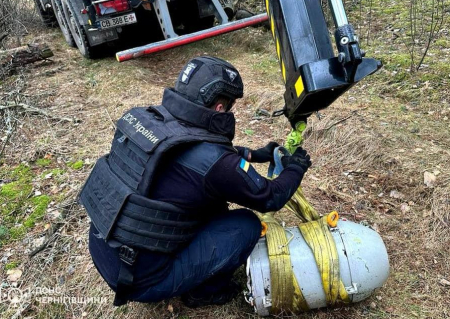 На Чернігівщині в лісі виявили бойову частину ракети. ФОТО